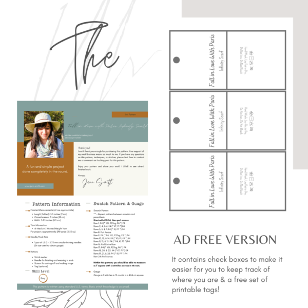 Pattern preview Image. The image is a picture of the first page and the lats page which is printable tags