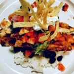 Lemon Chicken Taco Dinner on a white ceramic plate