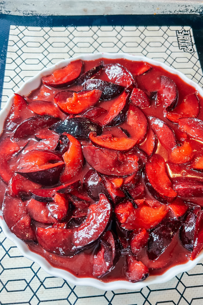 plum filling in tart dish