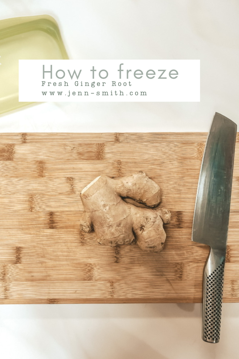 How to Freeze Fresh Ginger Root featured Image: image is ginger root on a cutting board by a knife