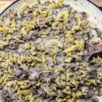 One-Pot Ground Beef Stroganoff in a pot