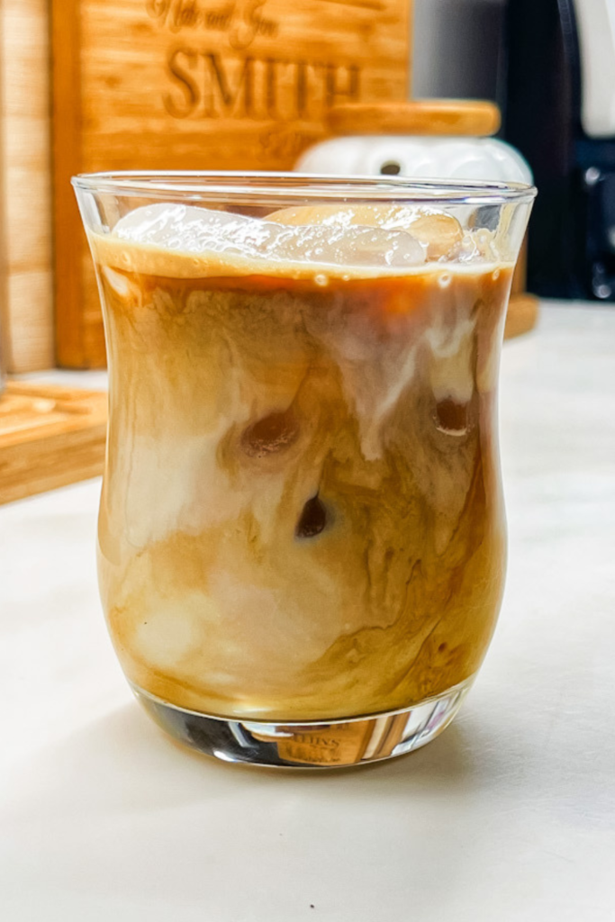 Vanilla Iced Latte Protein Coffee finished and close up