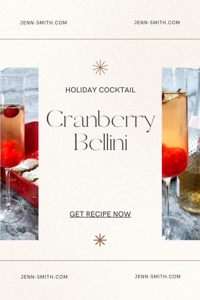 Holiday Cocktail Cranberry Bellini Recipe Pinterest Pin