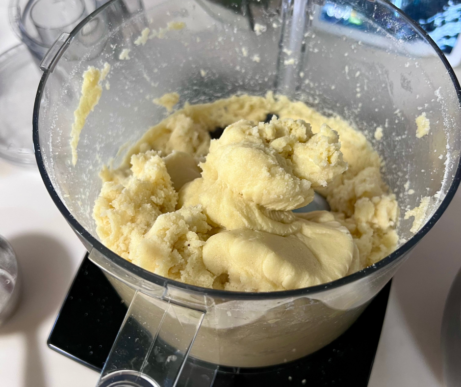 finished mixed dough in the food processor