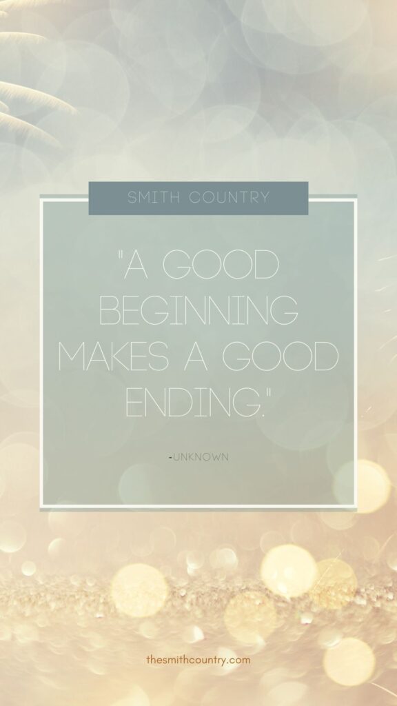 a simple New Year Phone wallpaper, with gold glitter and a word box that says "A Good Beginning Makes a Good Ending". - Unknown