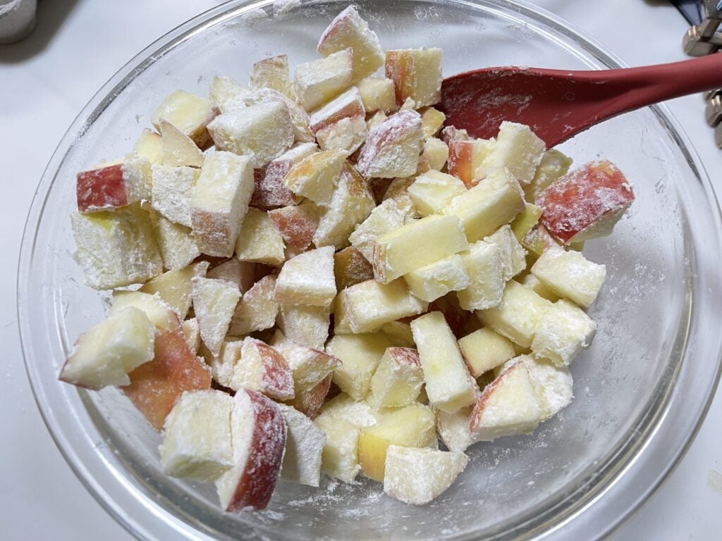 Apples coated in flour