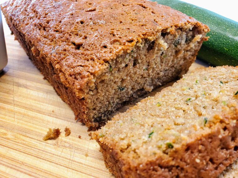 close up of zucchini bread with slices