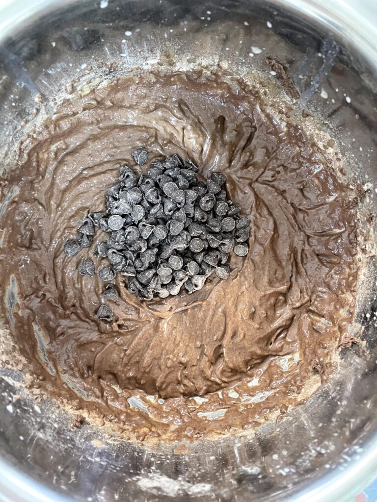 chocolate chips added to the batter