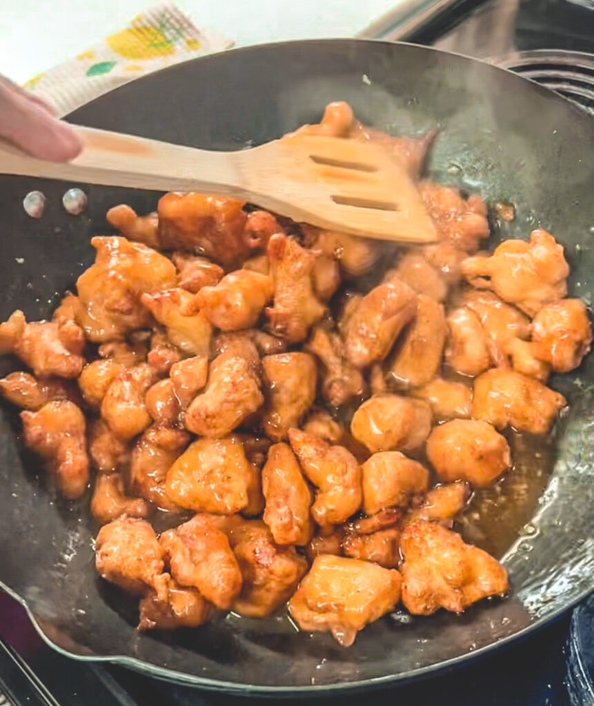 Coating the chicken