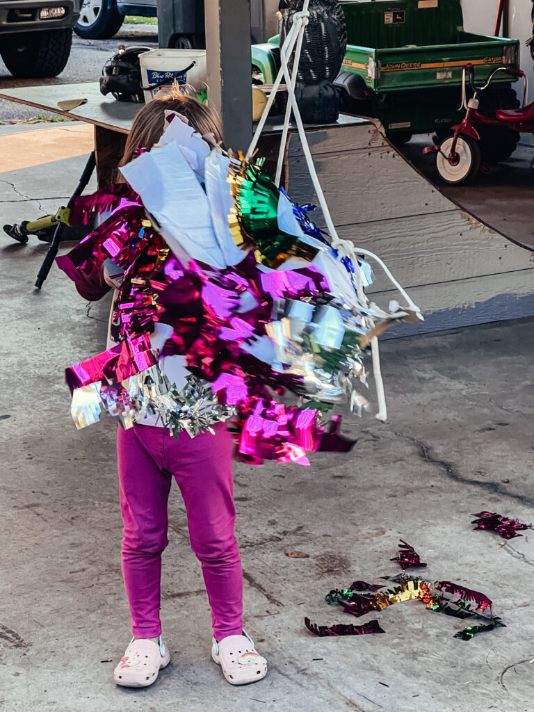 A piñata we bought that was almost ready to burst apart.