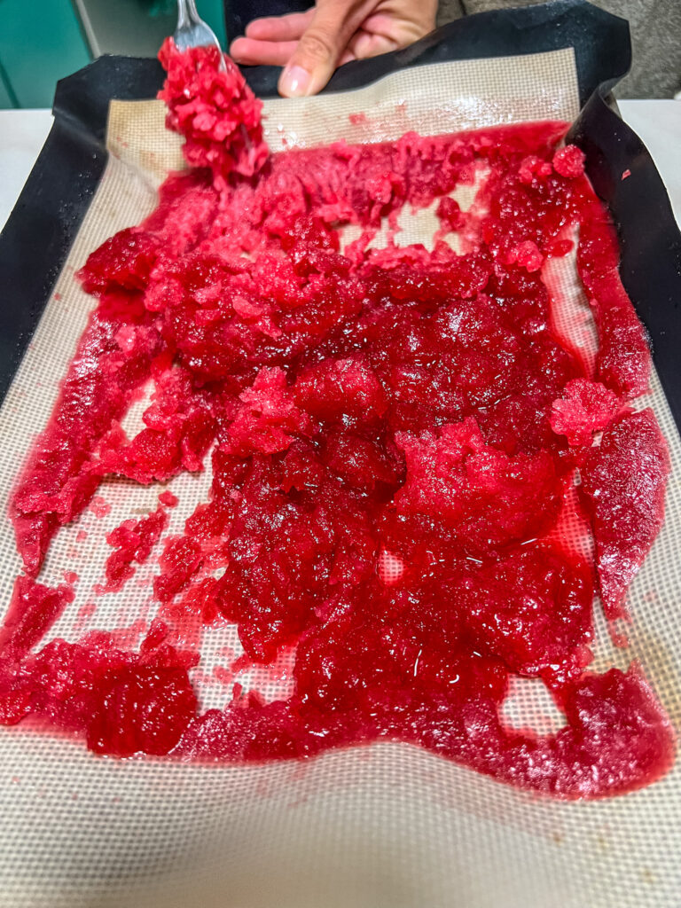 the granita after being scraped