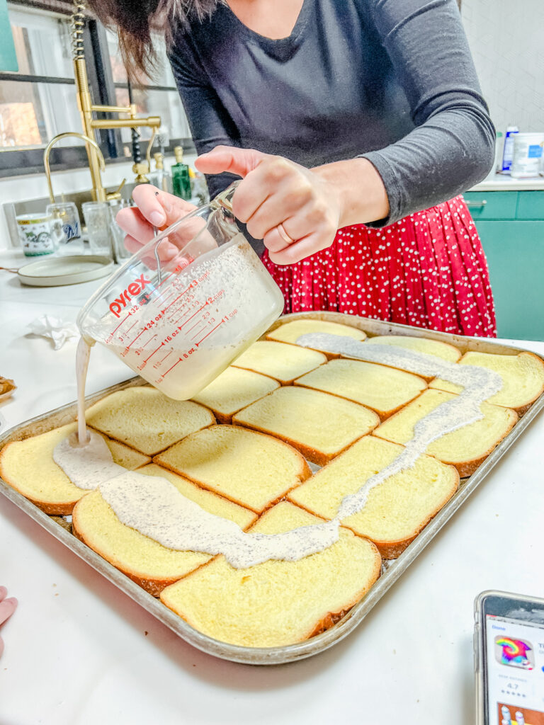 me pouring the custard on top.