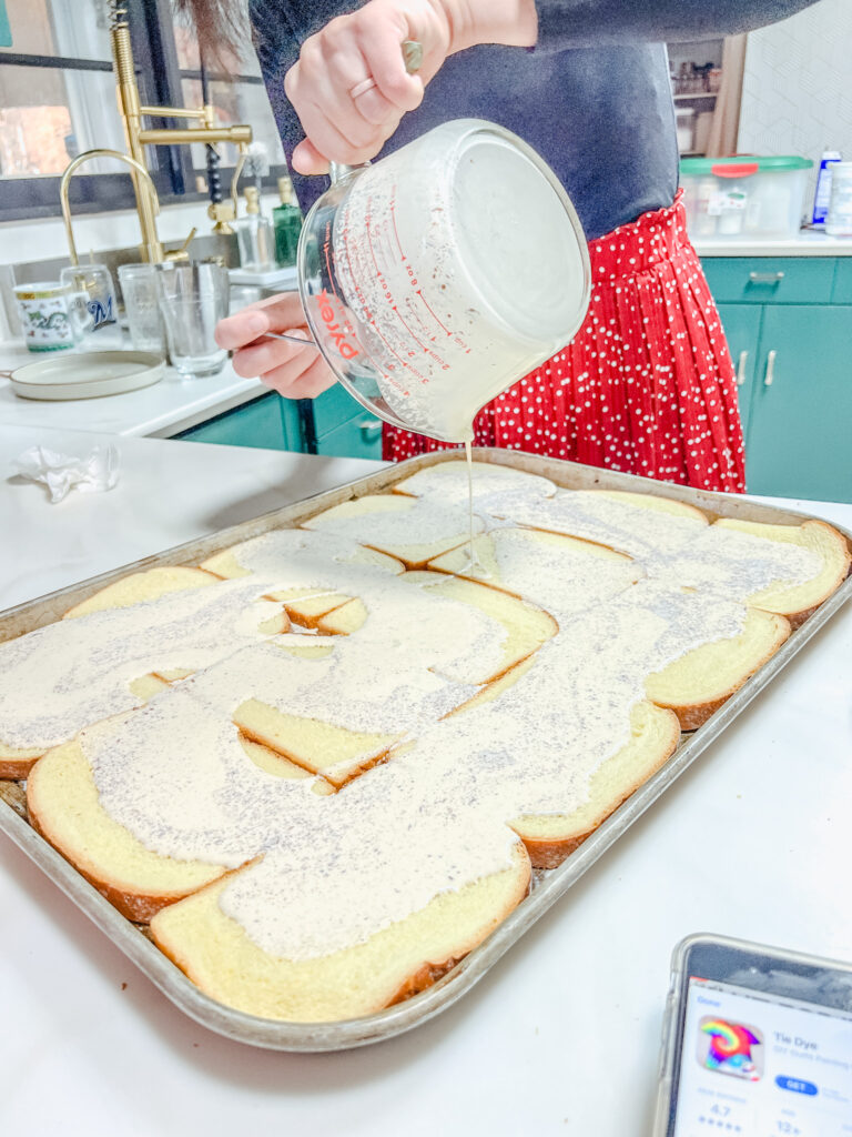 pouring the last of the batter