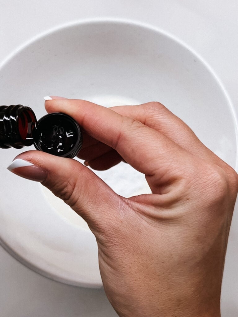 a capful of peppermint extract right before being added to the mixing bowl.