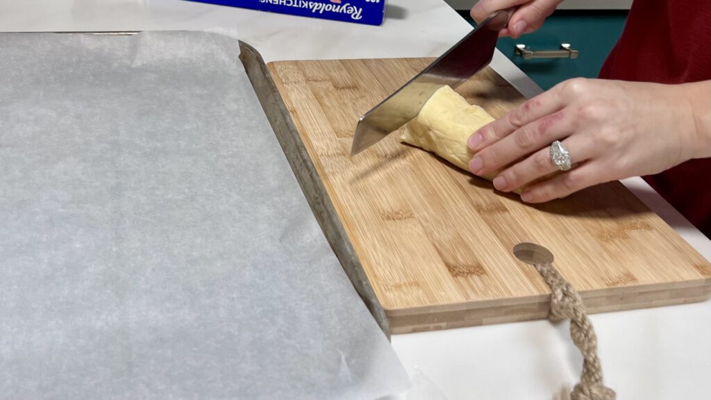 Cutting the Chinese Almond Cookie Dough