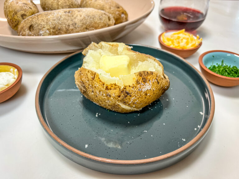 Baked potato with butter.