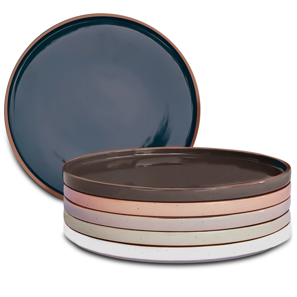 High Rimmed Dinner Plates - 10.5 in - Assorted Neutrals