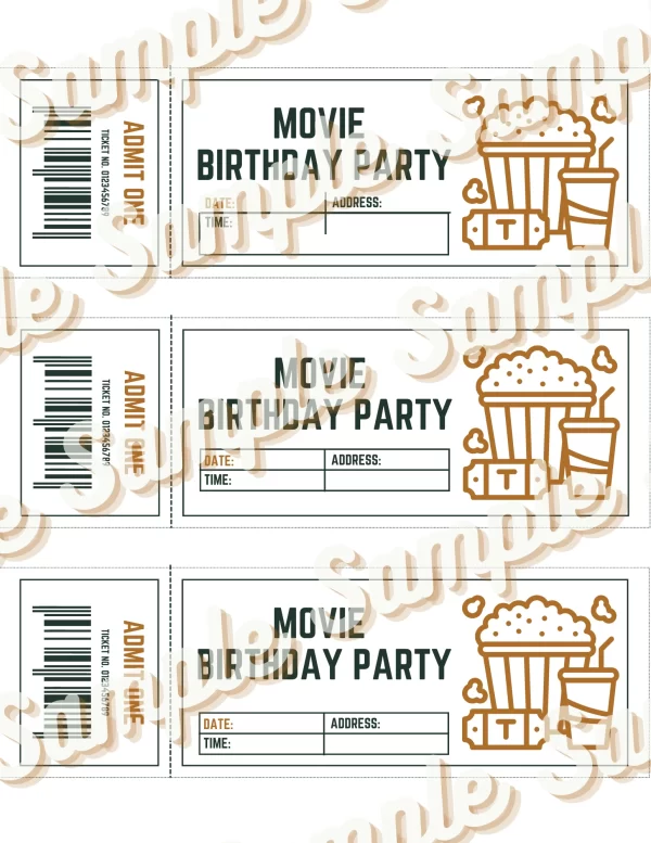 FREE Birthday Party Movie Themed Ticket