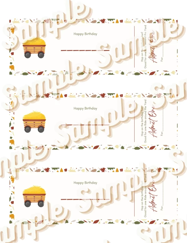 Printable Birthday Tractor Ride Ticket Sample image.