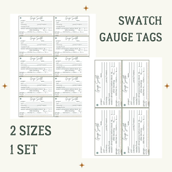 Swatch Gauge Tags Promo Image shows both printables