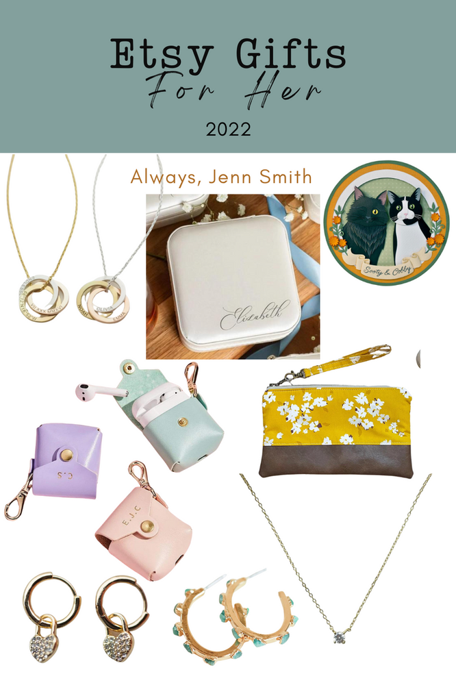 Etsy Gift Guide 2022 Gift Images for her - List is below with items featured.