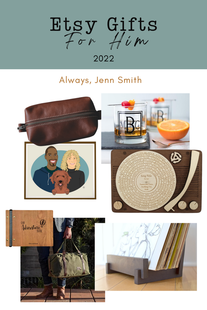 Etsy Gift Guide 2022 Gift Images for Him - List is below with items featured.