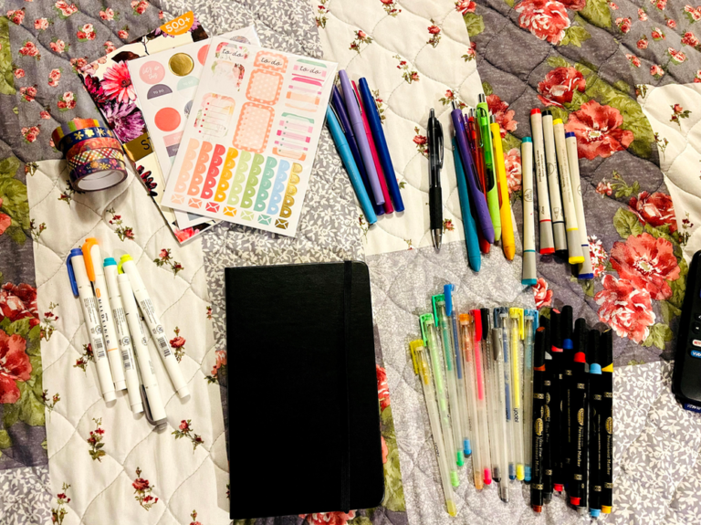 all of the items I used for my bullet journal