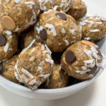 Finished snack bites in a ceramic bowl