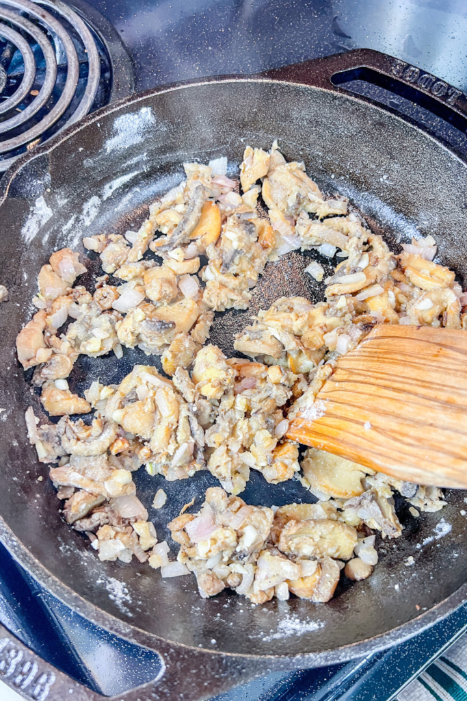 after flour has "cooked"