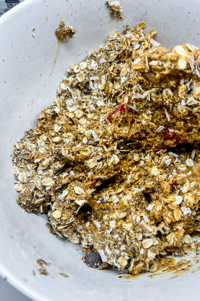mixing the Everyday Energy Snack Bite ingredients together