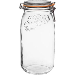 Le Parfait Super Jar, Canning Jar, 3L French Glass Canning Jar w/Round Body