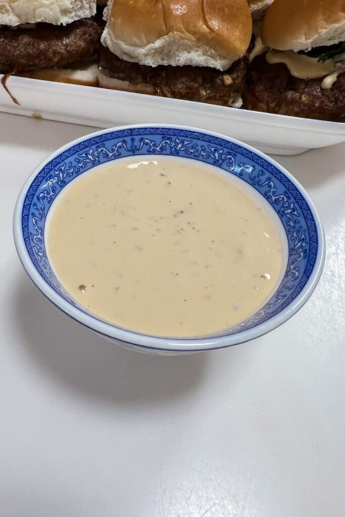 Asian Rémoulade in a small dipping bowl.