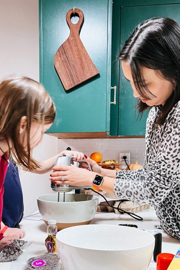 myself and my kids in the kitchen making cookies