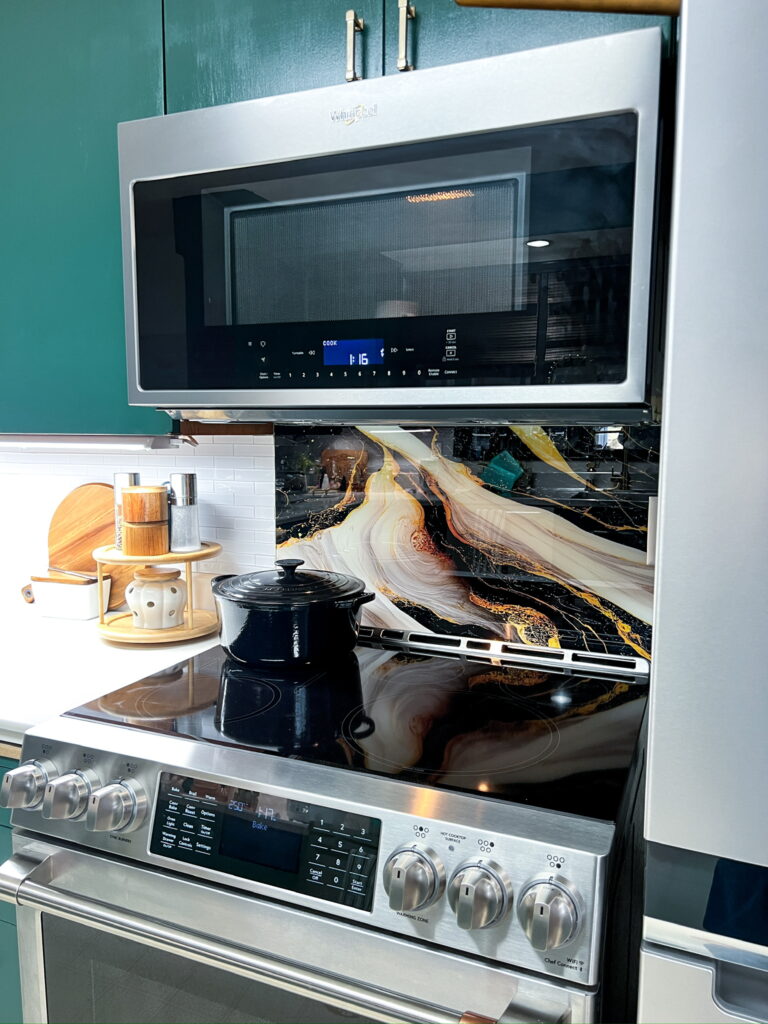 Picture of my kitchen stove and microwave,