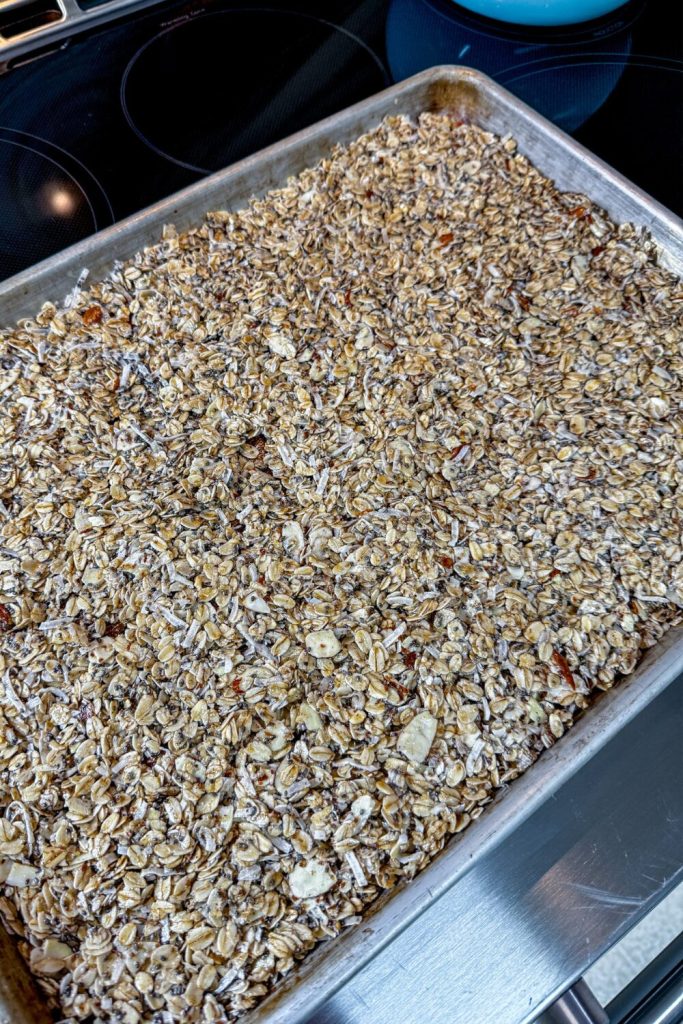 Homemade Granola beforfe being baked on a pan