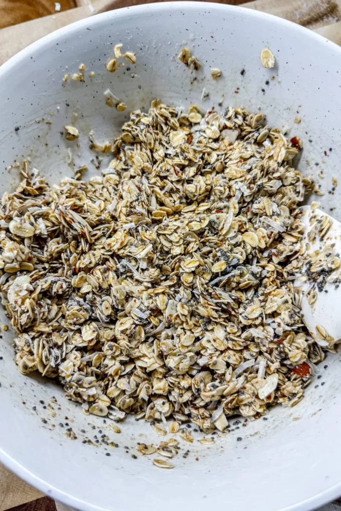 Homemade Granola ingredients mixed