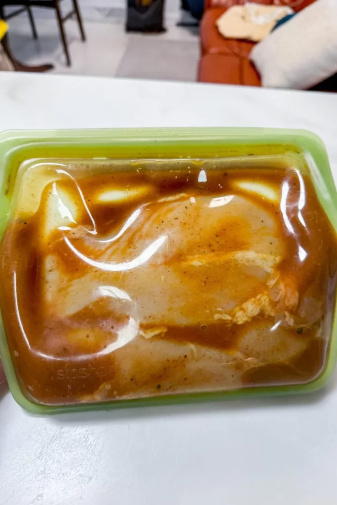 Marinade done in a bag on the counter