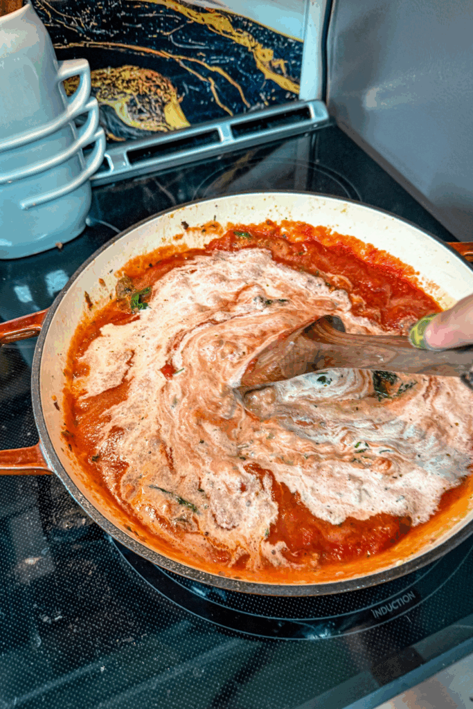 Cream added to the Arrabbiata