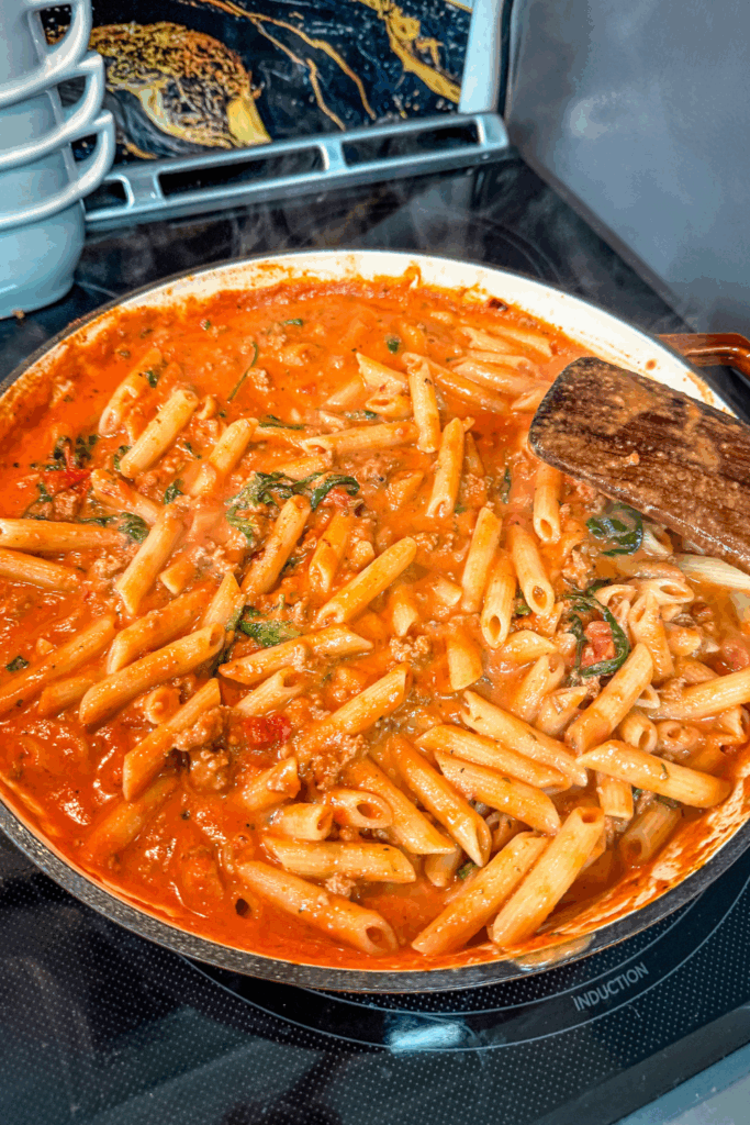 Creamy Arrabbiata Penne with Sausage