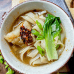 Fish soup in a bowl