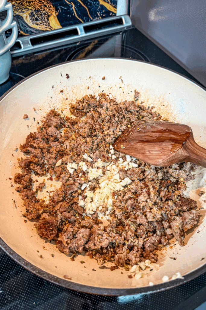 garlic added to the sausage