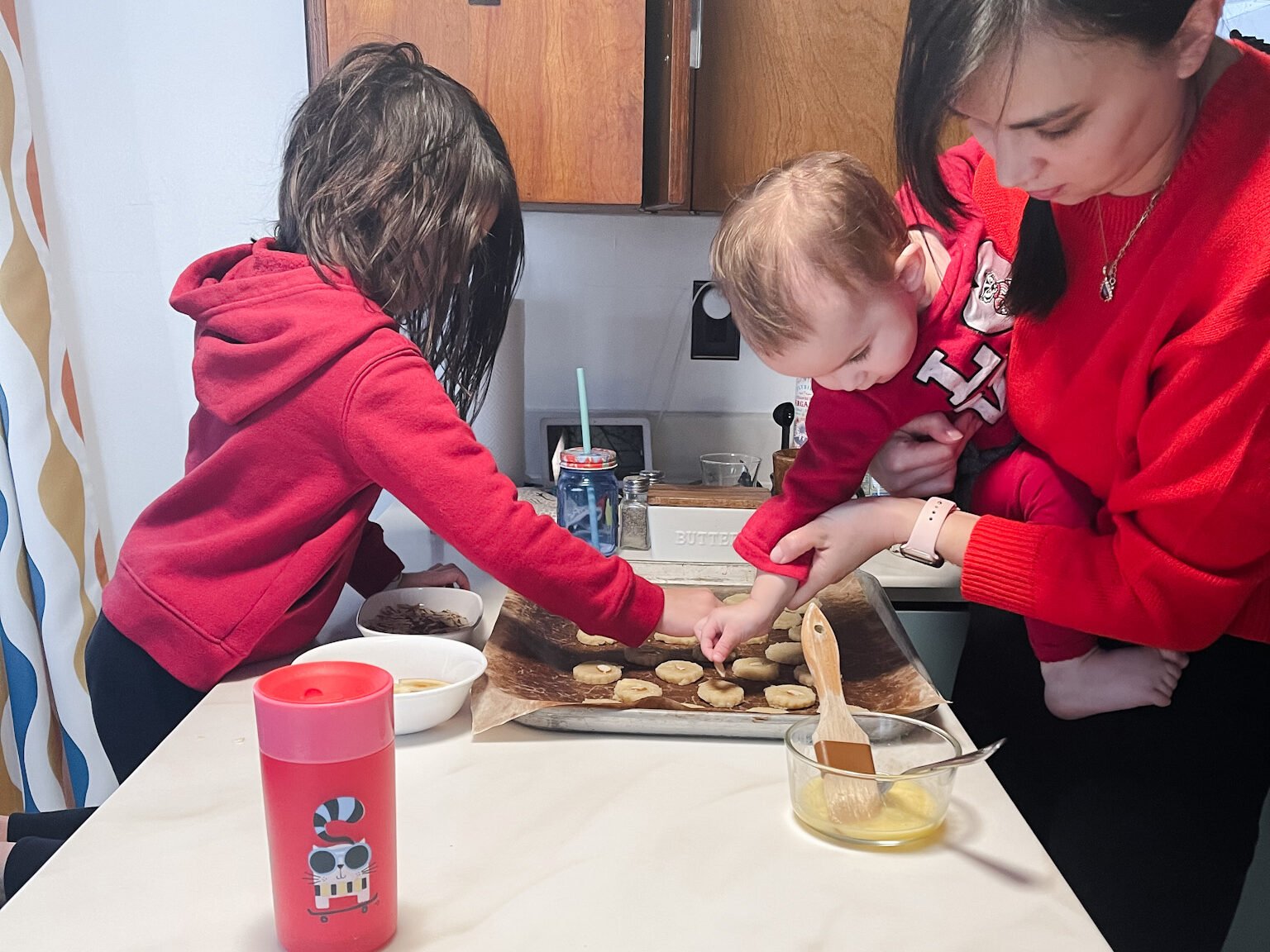 My and two of my grisl when they were much younger (1 and 5), helping me with Almond Cookies