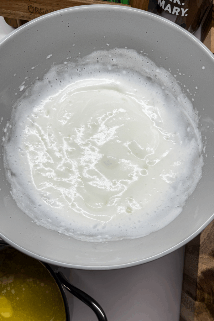 bowl of whipped egg whites