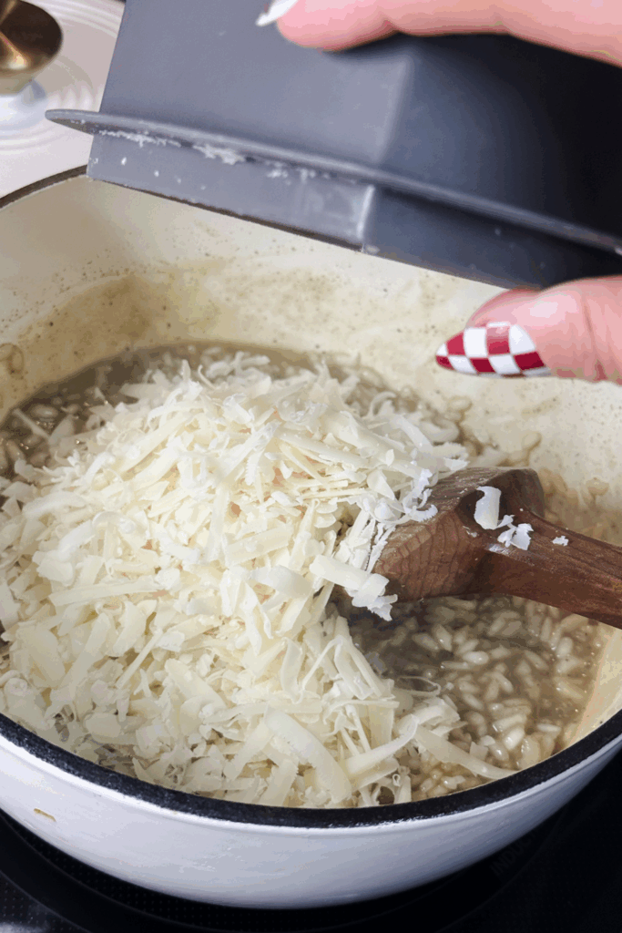 Cheese added to risotto
