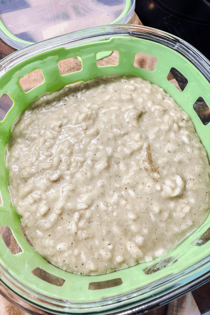 finished risotto in a container