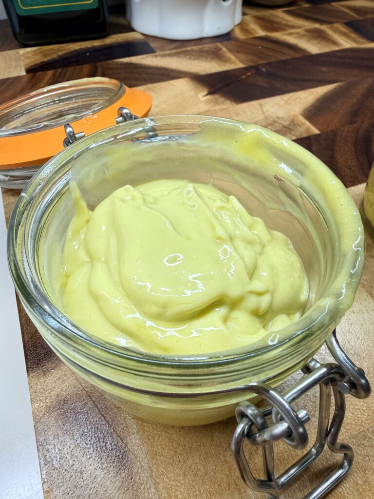Garlic aioli made in food processor
