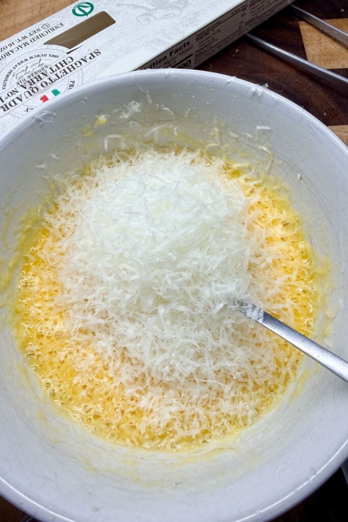 Egg, cheese, and cream mixture for creamy carbonara sauce
