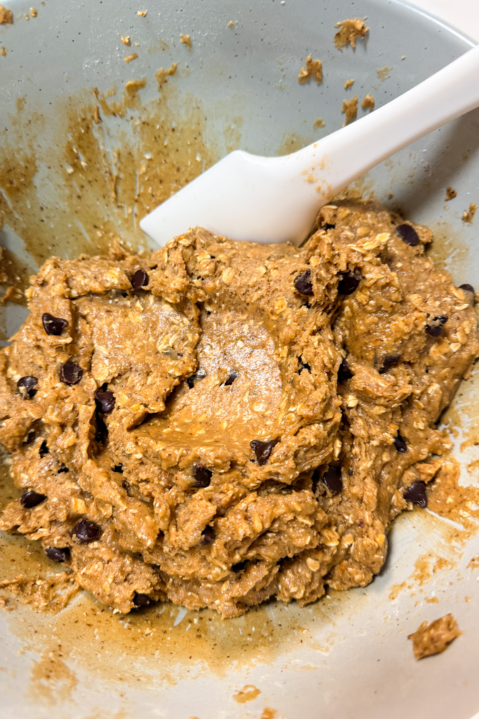 Peanut butter oatmeal cookie dough ready to scoop